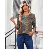 Zeagoo Womens Tops 3/4 Length Sleeve Blouses Dressy Casual Shirt Pleated Front Tunic Floral Printed Spring Clothes(Boho Multicolor 721)