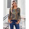 Zeagoo Womens Tops 3/4 Length Sleeve Blouses Dressy Casual Shirt Pleated Front Tunic Floral Printed Spring Clothes(Boho Multicolor 721)