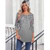 Zeagoo Womens Tops 3/4 Length Sleeve Blouses Dressy Casual Shirt Pleated Front Tunic Floral Printed Spring Clothes(Floral Grey 36)