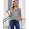 Zeagoo Womens Tops 3/4 Length Sleeve Blouses Dressy Casual Shirt Pleated Front Tunic Floral Printed Spring Clothes(Floral Grey 36)