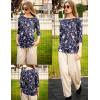 Zeagoo Womens Tops 3/4 Length Sleeve Blouses Dressy Casual Shirt Pleated Front Tunic Floral Printed Spring Clothes(Floral Navy 180)