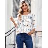 Zeagoo Womens Tops 3/4 Length Sleeve Blouses Dressy Casual Shirt Pleated Front Tunic Floral Printed Spring Clothes(Floral White 290)