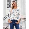 Zeagoo Womens Tops 3/4 Length Sleeve Blouses Dressy Casual Shirt Pleated Front Tunic Floral Printed Spring Clothes(Floral White 290)
