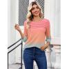 Zeagoo Womens Tops 3/4 Length Sleeve Blouses Dressy Casual Shirt Pleated Front Tunic Floral Printed Spring Clothes(Gradient Blue Pink 218)