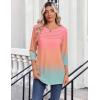 Zeagoo Womens Tops 3/4 Length Sleeve Blouses Dressy Casual Shirt Pleated Front Tunic Floral Printed Spring Clothes(Gradient Blue Pink 218)