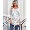 Zeagoo Womens Tops 3/4 Length Sleeve Blouses Dressy Casual Shirt Pleated Front Tunic Floral Printed Spring Clothes(Leaf White 113)