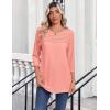Zeagoo Womens Tops 3/4 Length Sleeve Blouses Dressy Casual Shirt Pleated Front Tunic Floral Printed Spring Clothes(Pink)