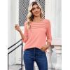 Zeagoo Womens Tops 3/4 Length Sleeve Blouses Dressy Casual Shirt Pleated Front Tunic Floral Printed Spring Clothes(Pink)
