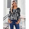 Zeagoo Womens Tops 3/4 Length Sleeve Blouses Dressy Casual Shirt Pleated Front Tunic Floral Printed Spring Clothes(Printed Black White 332)