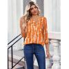 Zeagoo Womens Tops 3/4 Length Sleeve Blouses Dressy Casual Shirt Pleated Front Tunic Floral Printed Spring Clothes(Printed Orange 466)