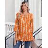 Zeagoo Womens Tops 3/4 Length Sleeve Blouses Dressy Casual Shirt Pleated Front Tunic Floral Printed Spring Clothes(Printed Orange 466)