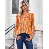 Zeagoo Womens Tops 3/4 Length Sleeve Blouses Dressy Casual Shirt Pleated Front Tunic Floral Printed Spring Clothes(Printed Orange 466)