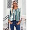 Zeagoo Womens Tops 3/4 Length Sleeve Blouses Dressy Casual Shirt Pleated Front Tunic Floral Printed Spring Clothes(Stripes Green 530)