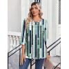 Zeagoo Womens Tops 3/4 Length Sleeve Blouses Dressy Casual Shirt Pleated Front Tunic Floral Printed Spring Clothes(Stripes Green 530)