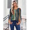 Zeagoo Womens Tops 3/4 Length Sleeve Blouses Dressy Casual Shirt Pleated Front Tunic Floral Printed Spring Clothes(Stripes Multicolor 289)