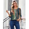 Zeagoo Womens Tops 3/4 Length Sleeve Blouses Dressy Casual Shirt Pleated Front Tunic Floral Printed Spring Clothes(Stripes Multicolor 289)