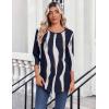 Zeagoo Womens Tops 3/4 Length Sleeve Blouses Dressy Casual Shirt Pleated Front Tunic Floral Printed Spring Clothes(Stripes Navy White 327)