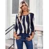 Zeagoo Womens Tops 3/4 Length Sleeve Blouses Dressy Casual Shirt Pleated Front Tunic Floral Printed Spring Clothes(Stripes Navy White 327)