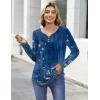 Zeagoo Womens Tops Long Sleeve Shirts Boho Tops for Women 2026 Fall Blouses Ladies Sweatshirts Spring Fashion Clothing(A01-blue Print)