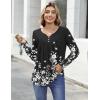 Zeagoo Womens Tops Long Sleeve Shirts Boho Tops for Women 2026 Fall Blouses Ladies Sweatshirts Spring Fashion Clothing(Black Print)