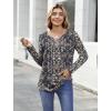 Zeagoo Womens Tops Long Sleeve Shirts Boho Tops for Women 2026 Fall Blouses Ladies Sweatshirts Spring Fashion Clothing(Blue Ethnic Style)