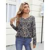 Zeagoo Womens Tops Long Sleeve Shirts Boho Tops for Women 2026 Fall Blouses Ladies Sweatshirts Spring Fashion Clothing(Blue Ethnic Style)