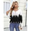 Zeagoo Womens Tops Long Sleeve Shirts Boho Tops for Women 2026 Fall Blouses Ladies Sweatshirts Spring Fashion Clothing(Gradient Black White)