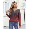 Zeagoo Womens Tops Long Sleeve Shirts Boho Tops for Women 2026 Fall Blouses Ladies Sweatshirts Spring Fashion Clothing(Gradient Ethnic Style)