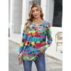 Zeagoo Womens Tops Long Sleeve Shirts Boho Tops for Women 2026 Fall Blouses Ladies Sweatshirts Spring Fashion Clothing(Gradual Rainbow Trees)