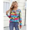 Zeagoo Womens Tops Long Sleeve Shirts Boho Tops for Women 2026 Fall Blouses Ladies Sweatshirts Spring Fashion Clothing(Gradual Rainbow Trees)