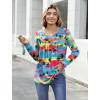 Zeagoo Womens Tops Long Sleeve Shirts Boho Tops for Women 2026 Fall Blouses Ladies Sweatshirts Spring Fashion Clothing(Gradual Rainbow Trees)