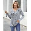 Zeagoo Womens Tops Long Sleeve Shirts Boho Tops for Women 2026 Fall Blouses Ladies Sweatshirts Spring Fashion Clothing(Grey Print)