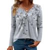 Zeagoo Womens Tops Long Sleeve Shirts Boho Tops for Women 2026 Fall Blouses Ladies Sweatshirts Spring Fashion Clothing(Grey Print)