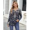 Zeagoo Womens Tops Long Sleeve Shirts Boho Tops for Women 2026 Fall Blouses Ladies Sweatshirts Spring Fashion Clothing(Navy Blue Ethnic)