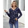 Zeagoo Womens Tops Long Sleeve Shirts Boho Tops for Women 2026 Fall Blouses Ladies Sweatshirts Spring Fashion Clothing(Navy Blue Flowers)