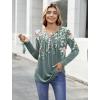 Zeagoo Womens Tops Long Sleeve Shirts Boho Tops for Women 2026 Fall Blouses Ladies Sweatshirts Spring Fashion Clothing(Plants Flowers)