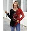 Zeagoo Womens Tops Long Sleeve Shirts Boho Tops for Women 2026 Fall Blouses Ladies Sweatshirts Spring Fashion Clothing(Red Flower)