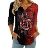 Zeagoo Womens Tops Long Sleeve Shirts Boho Tops for Women 2026 Fall Blouses Ladies Sweatshirts Spring Fashion Clothing(Red Flower)