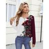Zeagoo Womens Tops Long Sleeve Shirts Boho Tops for Women 2026 Fall Blouses Ladies Sweatshirts Spring Fashion Clothing(Red Flowers)