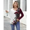 Zeagoo Womens Tops Long Sleeve Shirts Boho Tops for Women 2026 Fall Blouses Ladies Sweatshirts Spring Fashion Clothing(Red Flowers)