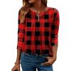 Zeagoo Womens Tops Long Sleeve Shirts Boho Tops for Women 2026 Fall Blouses Ladies Sweatshirts Spring Fashion Clothing(Red Plaid)