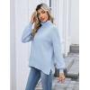 Zeagoo Women’s Turtleneck Sweater 2025 Fall Winter Chunky Knit Sweaters Casual Side Slit Pullover Jumper Top(Blue)