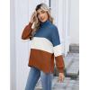 Zeagoo Women’s Turtleneck Sweater 2025 Fall Winter Chunky Knit Sweaters Casual Side Slit Pullover Jumper Top(Colorblock 458)