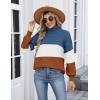 Zeagoo Women’s Turtleneck Sweater 2025 Fall Winter Chunky Knit Sweaters Casual Side Slit Pullover Jumper Top(Colorblock 458)
