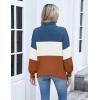 Zeagoo Women’s Turtleneck Sweater 2025 Fall Winter Chunky Knit Sweaters Casual Side Slit Pullover Jumper Top(Colorblock 458)