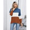 Zeagoo Women’s Turtleneck Sweater 2025 Fall Winter Chunky Knit Sweaters Casual Side Slit Pullover Jumper Top(Colorblock 458)