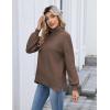 Zeagoo Women’s Turtleneck Sweater 2025 Fall Winter Chunky Knit Sweaters Casual Side Slit Pullover Jumper Top(Nutmeg)