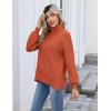 Zeagoo Women’s Turtleneck Sweater 2025 Fall Winter Chunky Knit Sweaters Casual Side Slit Pullover Jumper Top(Orange)