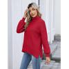 Zeagoo Women’s Turtleneck Sweater 2025 Fall Winter Chunky Knit Sweaters Casual Side Slit Pullover Jumper Top(Red)
