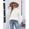 Zeagoo Women’s Turtleneck Sweater 2025 Fall Winter Chunky Knit Sweaters Casual Side Slit Pullover Jumper Top(White)